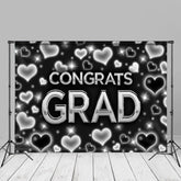 Aperturee - Schwarzer silberner Herz Glückwunsch Grad Hintergrund für Foto